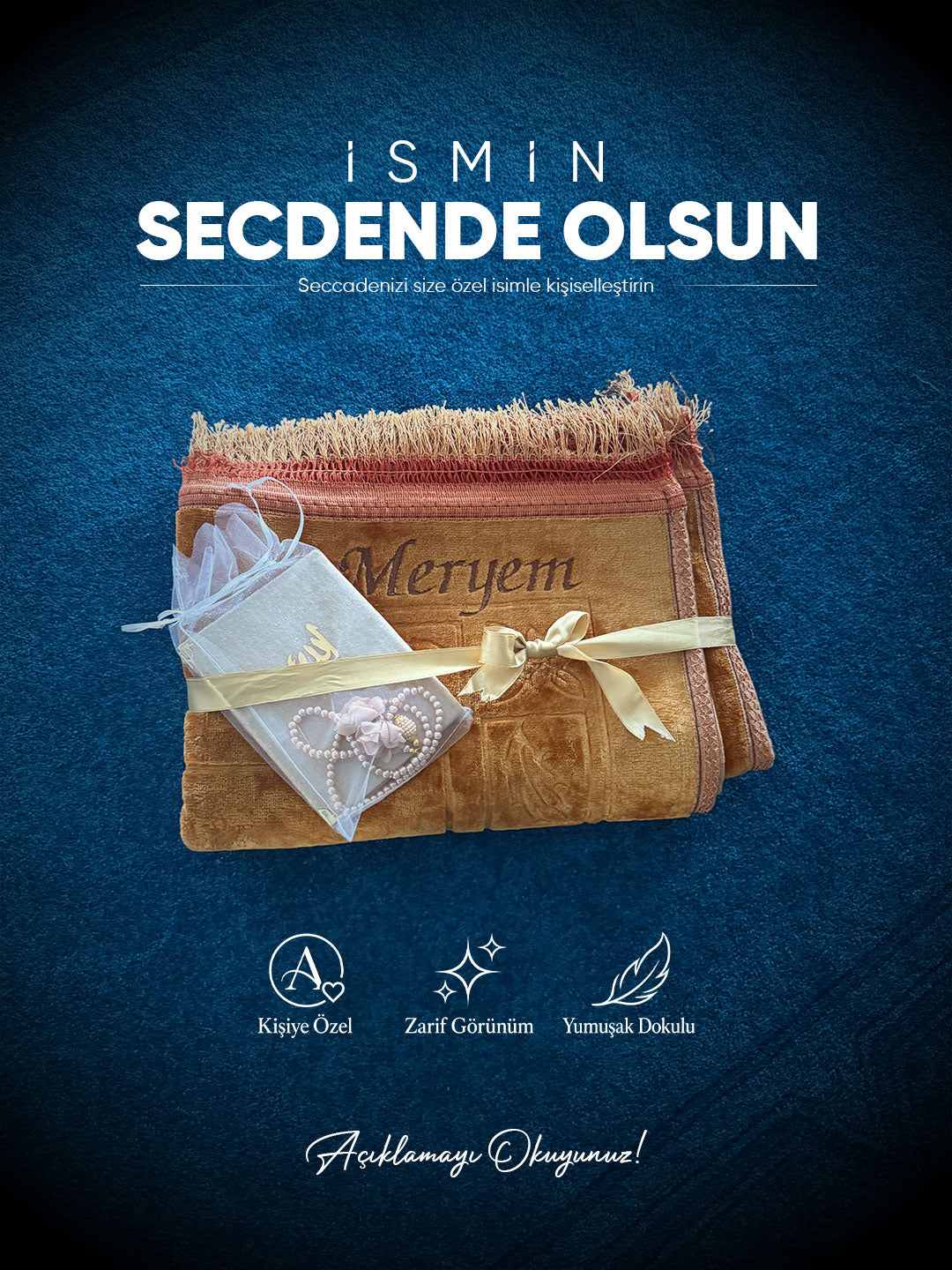 İsimli Seccade Seti (Yasin-i Şerif + Tesbih)